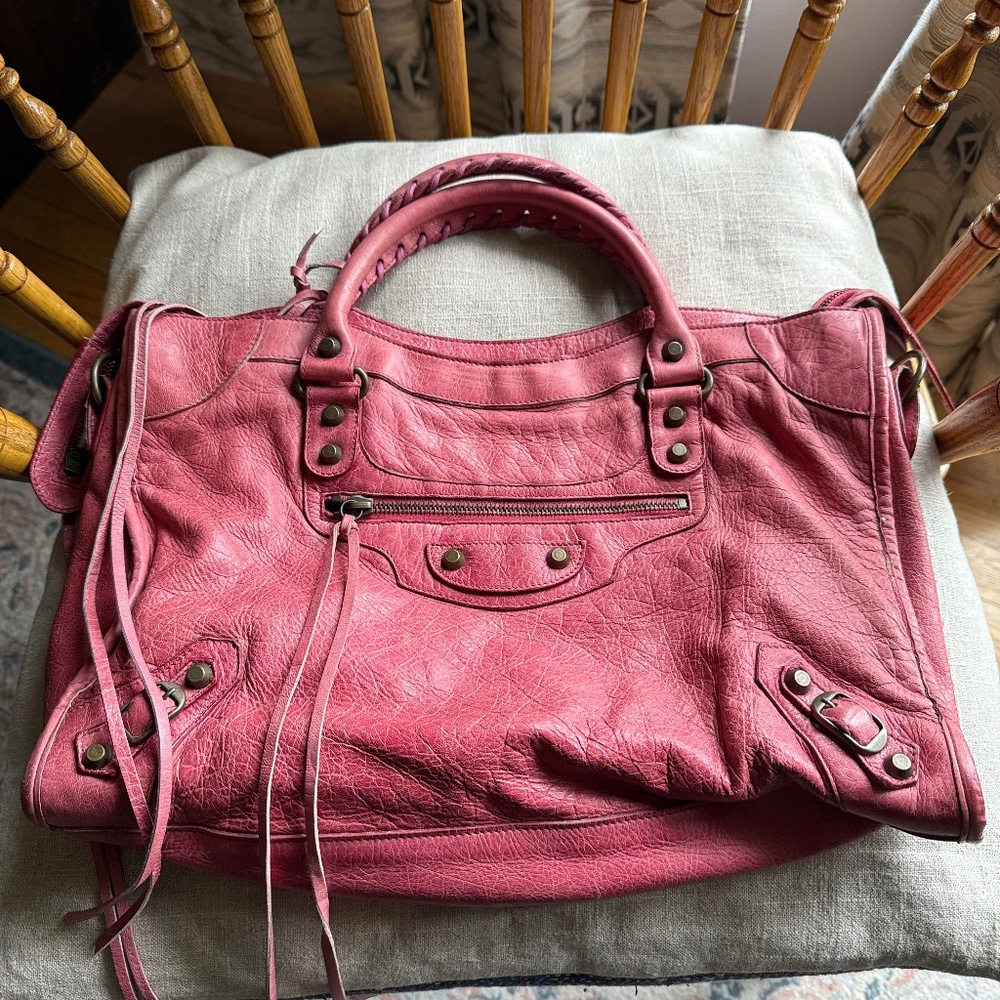 BALENCIAGA Fall 2004 Rose City Motorcycle Bag, Chevre Leather